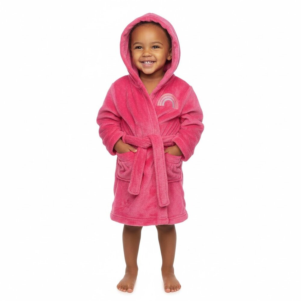 Okie Dokie Pink Rainbow Hooded Robe 2T - Mama's Lil' Rainbow